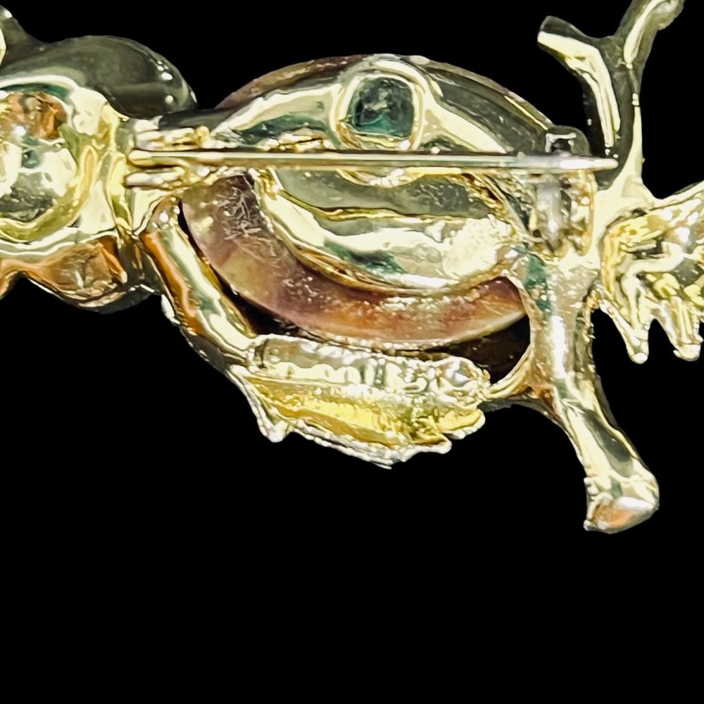 Gerry's Gold Tone And Brown Lucite Cabochon Owl Brooch (5096) - Picture 6 of 6